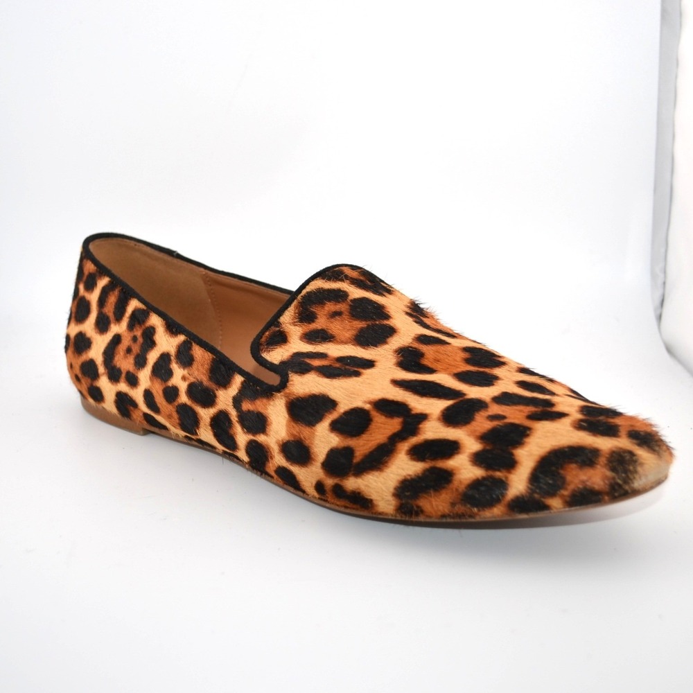 J.Crew Leopard Calf Hair Loafers Womens Brown Animal Print Size 9.5 Women